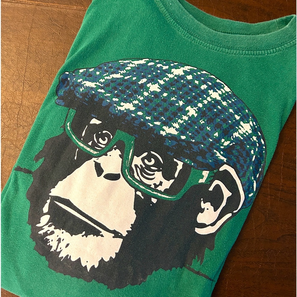 Children’s Place L/S green monkey tee plaid driving cap and glasses size XL (14)